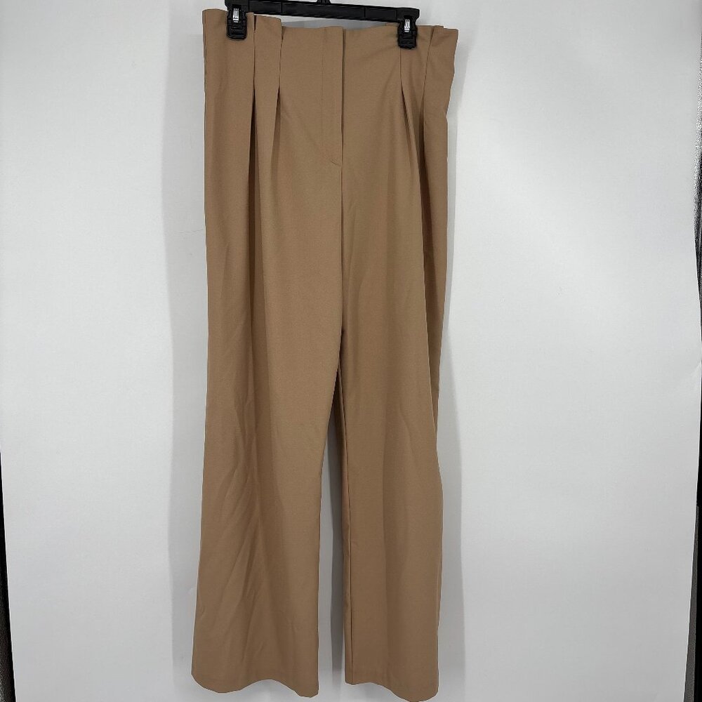 Aqua Women's High Rise Pleated-Waist Wide-Leg Pants Coco Brown Size XL NWT, $50
